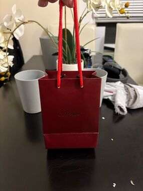 Cartier Small Red Rope-Handle Mini Gift Bag